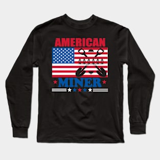 American Flag Miner Long Sleeve T-Shirt